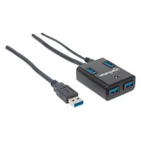 HUB USB,MANHATTAN,162302, V3.0 4 PTOS CON FUENTE, NEGRO